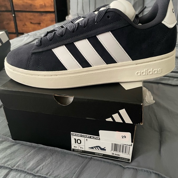 Adidas Grand Court Alpha Shoes - Dark Blue and White - Picture 1 of 2
